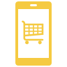 Das Icon zeigt ein Smartphone mit einem Einkaufswagen in der Mitte.